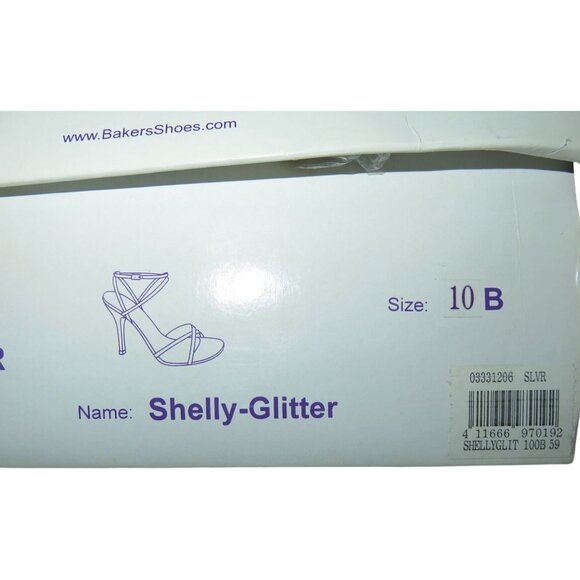 Bakers Shelly Glitter Strappy Metallic Silver Leather Heels size 10 - Picture 13 of 14